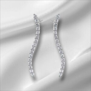 New 925 Sterlign Silver Cubic Zirconia Curved Dangle earrings